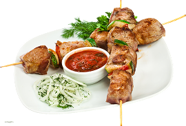 Pork shashlik with sauce